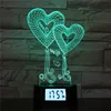 Romantic Valentine's day Promotion gifts Love Balloon Heart Shape LED Illusion Lamp Digital Clock 3D Night Light For Boys Girls