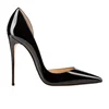 Black pure colour super high heel stiletto pointed shallow mouth large size single pumps shoes