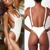 Free Shipping OEM Plain Custom String Thong Brazilian Bikini Sexy Women One Piece White Swimsuit