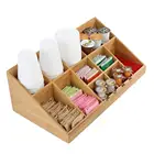 Natural Bamboo 11 Compartment Coffee Condiment Organizer