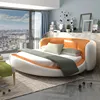 modern leather round bed furniture bedroom set
