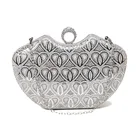 silver PU leather crystal stone diamond party evening bag clutch