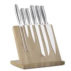 Stainless Steel Knife Set Bamboo Magnetic Block Cooking Chef Knife Set Kitchen