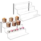Food grade custom clear plexiglass countertop cake display shelf acrylic party cupcake stand
