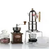 Espresso Set Coffee Gift Set Moka +2 Glass Espresso Cup+Coffee Grinder+Barrel+ Burner Best For Family Gift