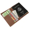 Top quality brown genuine leather canadian passport cover cork passport sleeve wallet