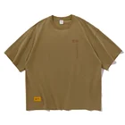 2019 Wholesale Men 100% Cotton Loose Round Neck Print Custom t-shirt China Cheapest Price Brown Basic t shirt