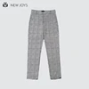 Natural Style Modern Fashion Casual Polyester Straight Women Check Pants Trousers