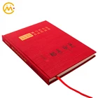 Customized red fabric hard cover paperback publish book print service with ribbon bookmark