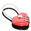 Resettable 3 Digit Combination Travel Luggage Suitcase Lock Padlock Red Heart Shaped Steel Wire Metal Combination Lock