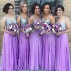 Floor Length Fairy Lavender Chiffon Plus Size Bridesmaid Dresses