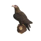 Home Decoration Wood Figurine Statue Eagle Stand on Wood Resin Figurine Desk Decoration Animal Statue