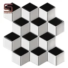 black white rhombus ceramic mosaic wall tiles backsplash