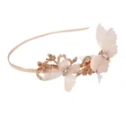 Cloth butterfly Hair Accessories with Metal Flower and Fairy Hairbrace for Girls Ladies Wedding with Sweet Stone