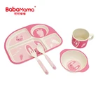 customized child baby bamboo bambu tableware fiber dinnerware feeding food dishes melamine dinner set plates bowl wholesale