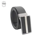 Black Brown Genuine Leather Men Reversible Buckle Belt