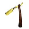 Fashional Solid wood handle gold razor blade for barber straight razor