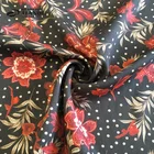 Flower custom fabric digital printing rayon satin woven fabric for clothing