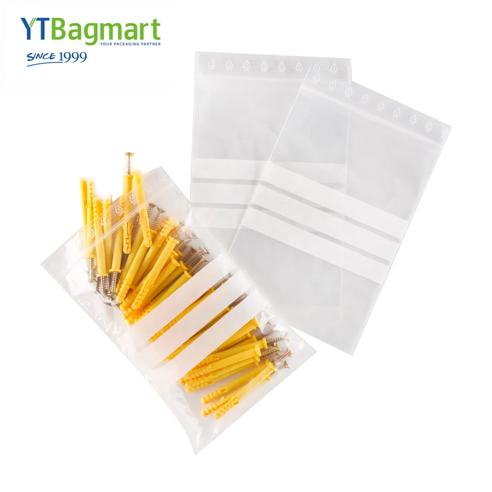 Grip Seal Re-Sealable Polythene Bags With Write-On Panel