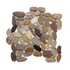 Landscaping Small Flat River Rock Stones Walkway,Sidewalk Black Round Flat River Pebble Stone,Natural Flat River Stone