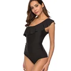 Custom hot sale black sexy girl swimwear high waist one piece swimsuit for women