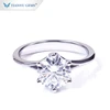 Tianyu gems customized 14k/18K white gold ring 7.5mm round heart&arrow foreverone moissanite gold engagement ring for lady
