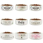 5.5 inch 6.5inch 8inch Personalised Name dog cat puppy paw print custom white ceramic pet bowl