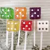 colorful dice shape cube lollipop candy with fruit flavor