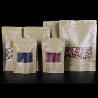Doypack Ziplock Brown Kraft Craft Paper Standing Up Pouches Food Packaging Zipper Bags With Window*