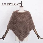 Europe new fashion style women knitted rabbit fur shawl