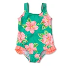Soft Cotton Sleeveless Flower Print swimsuit China Vendor Baby girl One piece swimwear