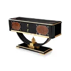 Hallway Black Antique Classic Wood Carved Luxury Console Table