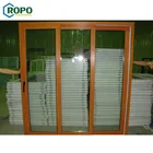 AGGA Terrace PVC Double Glass Multi-track Wooden Color Slide Door