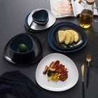 Fashion special design triangle shape white plate restaurant crockery dinner plate ceramic serving plates