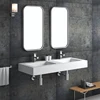 Bs-8438 American Cabinet Rectangle Double Sink Artificial Stone Wall Hung Wash Basin