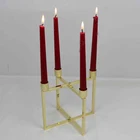 CH-31748 Folded Design Wedding Table Copper Or Golden Plated Color Candle Holder For 4Pcs Dinner Candle