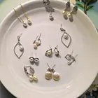 Custom 925 Sterling Silver gold plated Perla Perle Flower Freshwater Pearl Hoop Stud Earrings
