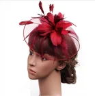linen feather accessories banquet headdress hemp yarn top hat wholesale ladies hats for weddings