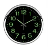 12 Inch Silver Frame Modern Night Wall Clock Glow in The Dark for Bedroom Living Room