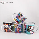 mother's day souvenir 7cm poland porcelain metal milk cup 8oz large enamel mug plain no handle orange ceramic enamel mug