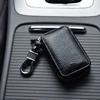 Car Key Chain Premium Leather Car Key Holder with Zipper for Key FOB(Black)