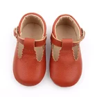 Top Quality Designer Scallop T-Strap Leather Baby Girls Kids Mary Jane Princess Dress Shoes