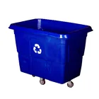Four-wheel PE blue housekeeping plastic trolley cart,20CU.FT. Recycling cubic truck
