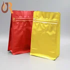 Custom printed flat bottom box pouch 1kg coffee bag with degassing valve/flat bottom food ziplock bag