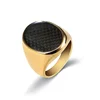 Luxury Gold Plated Dubai Jewelry Black Carbon Fiber 316l stainless steel Ring For Men jewelry