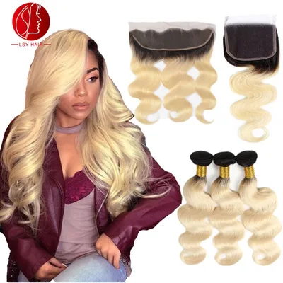 Wholesale Russian Straight Body Wave 613 Human Hair Bundles With