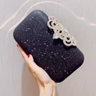 Fancy luxury fashion leather pu crystal bead sequins ladies clutch evening party bag for woman