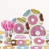 Donut Theme Party Supplies Pack (Serves-16) Dinner Plates, Luncheon Napkins, Cups, and Tablecloth - Supply Tableware Set Kit