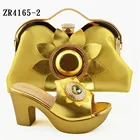 New fashion Gold purse and new high-heeled slippers shoe and bag set for african women party