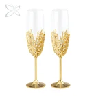 Crystocraft Luxury Gold Plated Wedding Champagne Glasses Decorated with Crystals from Swarovski Wedding Gift